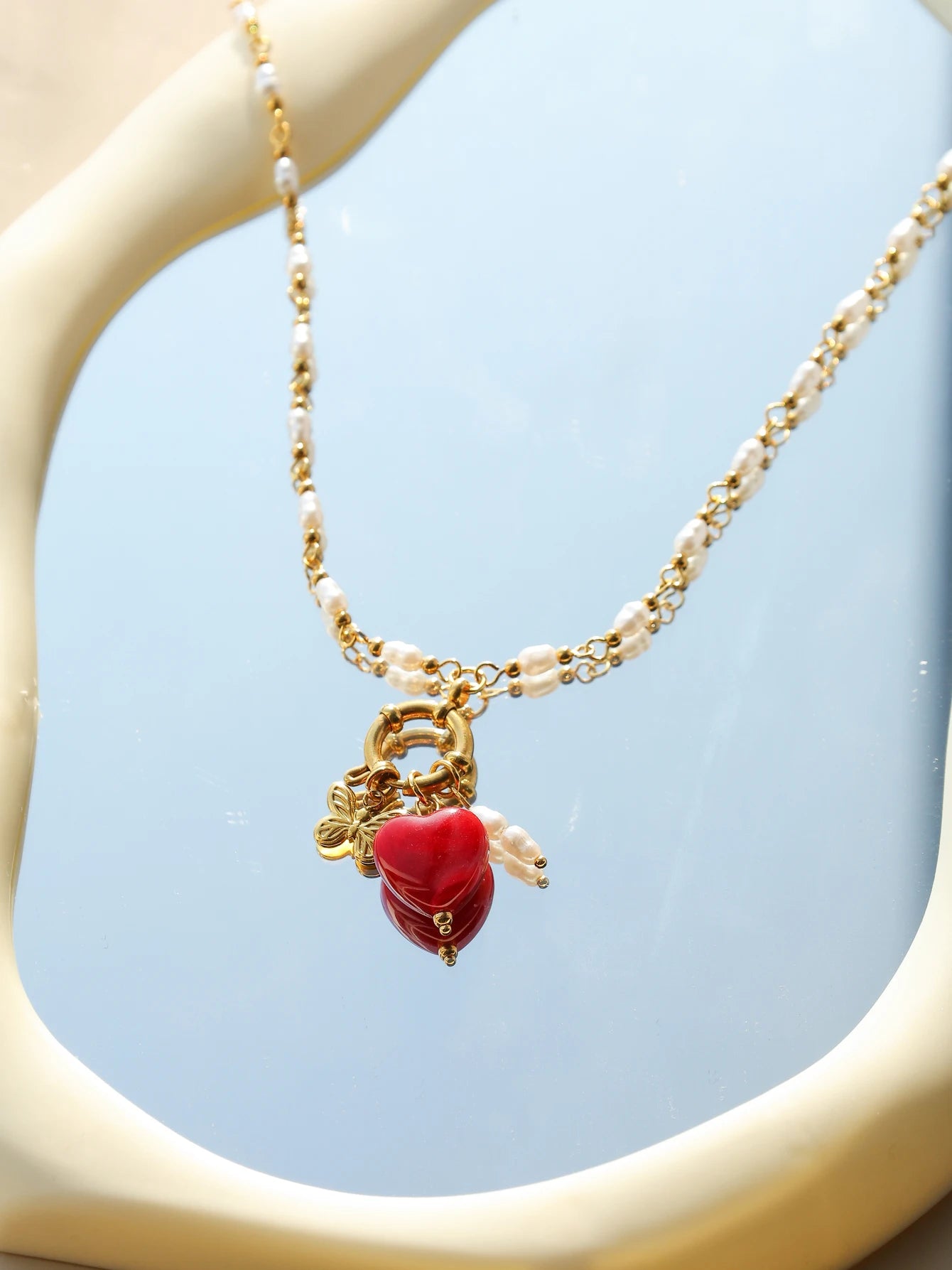 Colorful natural stone pearl necklace