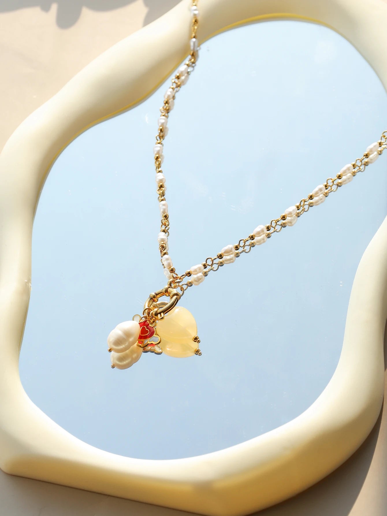 Colorful natural stone pearl necklace